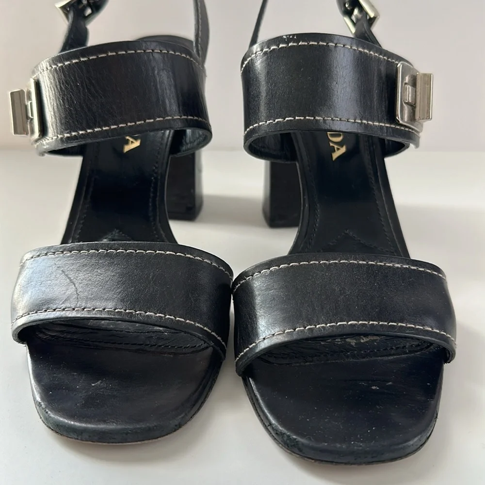 PRADA Block High Heel Sandals Sz 39 - Picture 6 of 16